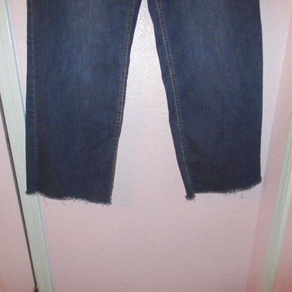 Women's Wide Leg Jeans Size 30 Baggy Rhinestones Bling Fringe High Rise Oat NY - Picture 4 of 10